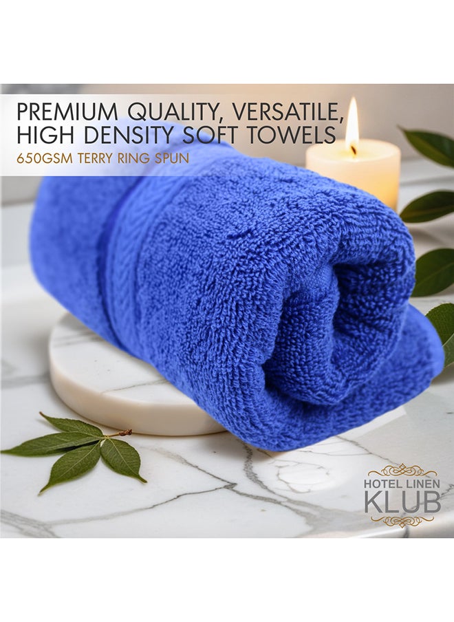 Hotel Linen Klub Hotel Linen Klub LUXURY PACK of 2 Hand Towels - 100% Cotton 650 GSM Terry Dobby Border Ring Spun - Super Soft ,Quick Dry,Highly Absorbent  Size: 40x70cm, Royal Blue  - Image 2