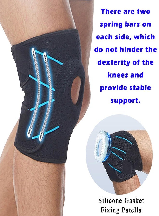 FVVWVV Knee Support Brace for Men Women with Side Stabilizers, Adjustable Compression Wrap Patellar Pad Tendon - Arthritis Pain, Meniscus Tear, Injury Recovery, Running, Workout, Large - Image 2