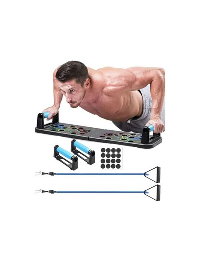 نديور 10 في 1 تمرين رفع اللوح مع شريط مقاومة محمول قابل للطي للعضلات في المنزل الداخلي والخارجي معدات تدريب القوة - Image 1