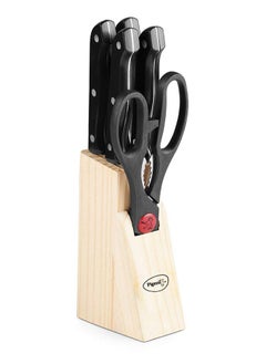 pigeon Pigeon by Stovekraft Angular Holder Shears Kitchen Knifes 6 Piece Set with Wooden Block (Stainless S  - Image 1