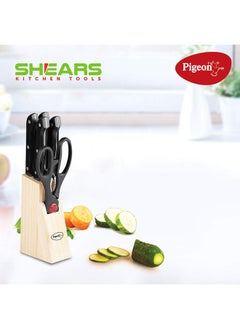 pigeon Pigeon by Stovekraft Angular Holder Shears Kitchen Knifes 6 Piece Set with Wooden Block (Stainless S  - Image 2
