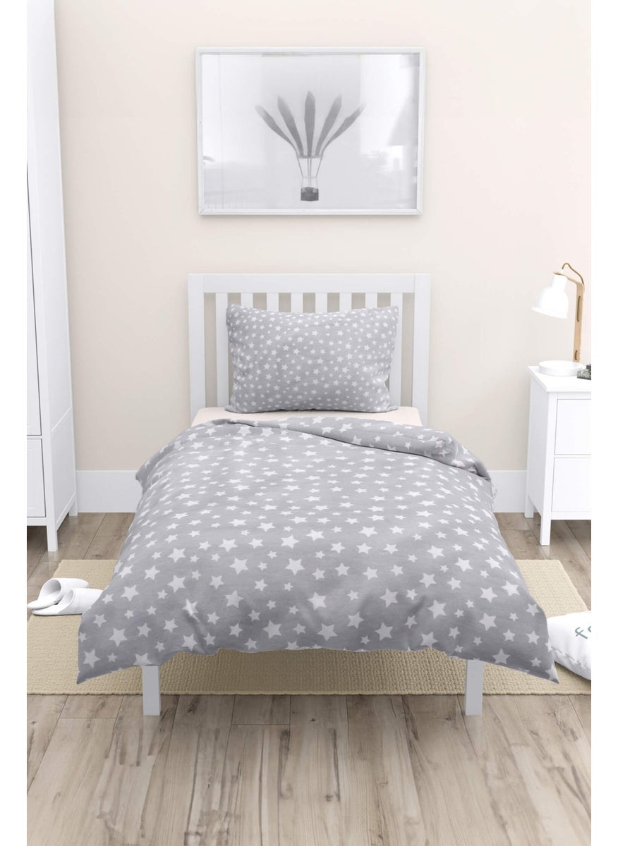Favora - Gold Single Duvet Cover Set - Gray - White - Image 1