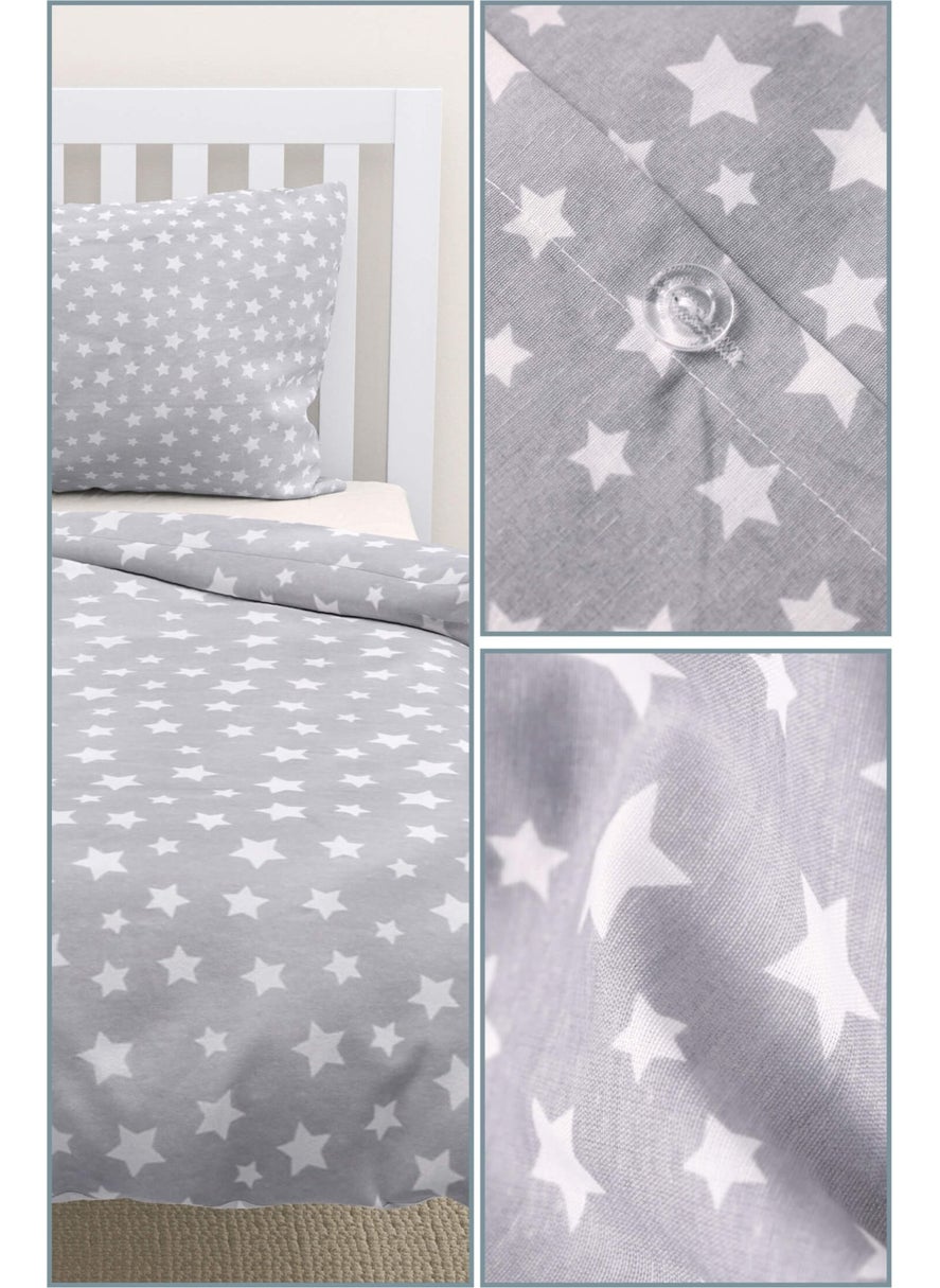 Favora - Gold Single Duvet Cover Set - Gray - White - Image 1