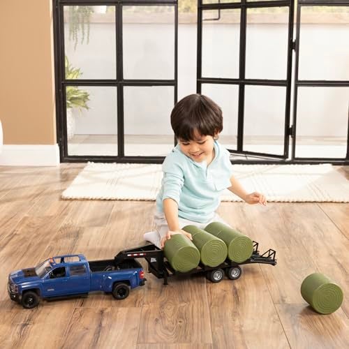 TOMY Big Farm Chevy Pickup Truck Toy with Lights and Sounds 116 Scale Includes Trailer Toy and Opening Tailgate Construction Truck Toys for Indoor and Outdoor Play Ages 3 Years and Up - Image 5