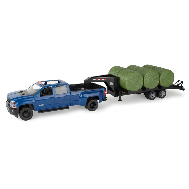 TOMY Big Farm Chevy Pickup Truck Toy with Lights and Sounds 116 Scale Includes Trailer Toy and Opening Tailgate Construction Truck Toys for Indoor and Outdoor Play Ages 3 Years and Up - Image 3