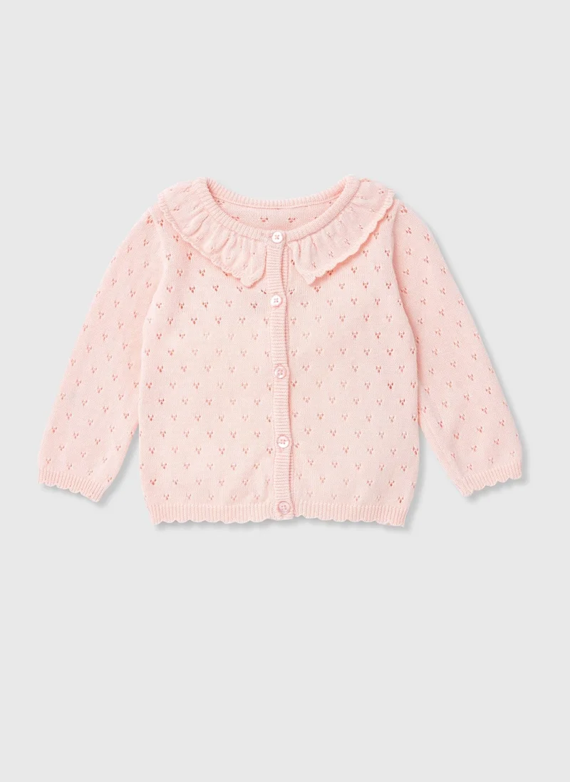 Matalan Baby Pink Lace Trim Cardigan