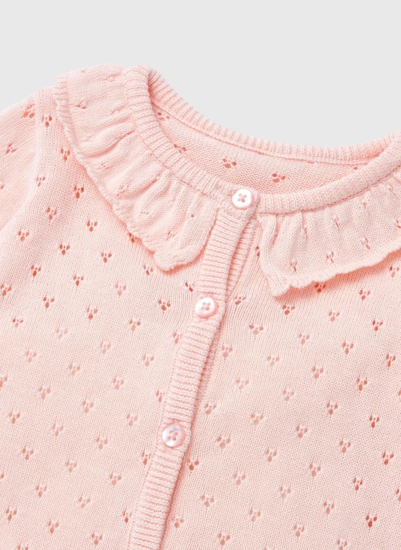 Matalan Baby Pink Lace Trim Cardigan