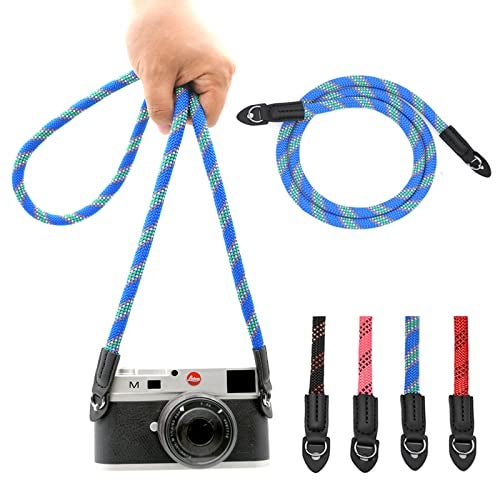 Eorefo Camera Strap Vintage 100cm Nylon Climbing Rope Camera Neck Shoulder Strap for Micro Single and DSLR Camera(Blue) - Image 1