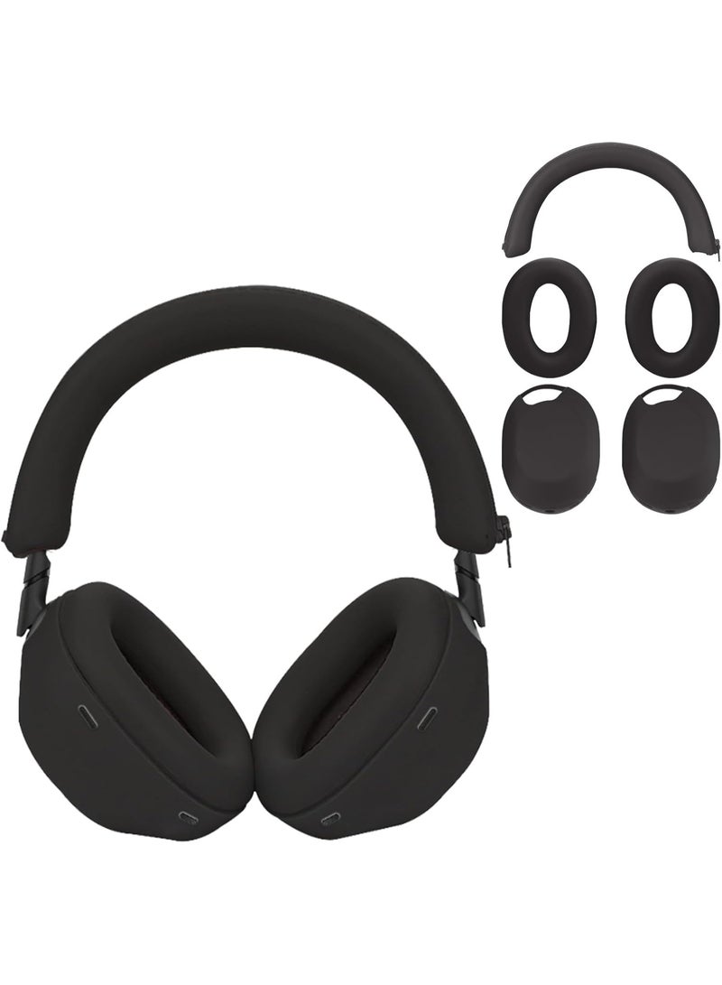 for Sony WH-1000XM6 Case, 3 Sets Silicone Soft Cover, Black - Image 1