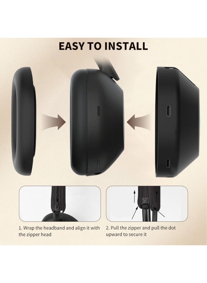 for Sony WH-1000XM6 Case, 3 Sets Silicone Soft Cover, Black - Image 5