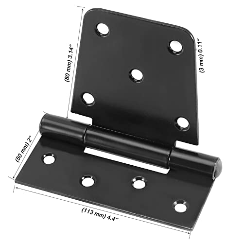 MOUYAT 10 Pack 3-1/2 Inch Door Shed Hinges, Black Iron Square Barn Hinges with 90 Screws, Heavy Duty Rustproof Gate Hinges for Door, Wood Fences, Gate - Image 2