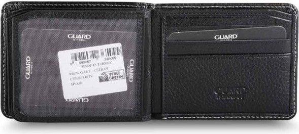 Guard Black Leather Men's Wallet with Stitching Detail  - Image 4