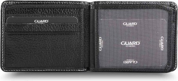 Guard Black Leather Men's Wallet with Stitching Detail  - Image 3