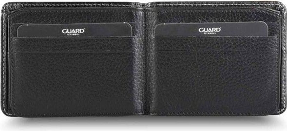 Guard Black Leather Men's Wallet with Stitching Detail  - Image 2
