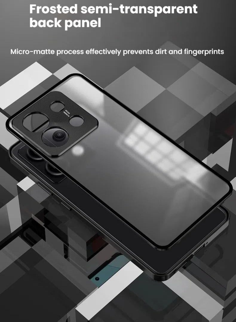 general Case for Oppo Reno 13, one-sided Snap case with metal frame and translucent frosted back, metal drop protection case for Oppo Reno13 - Image 5