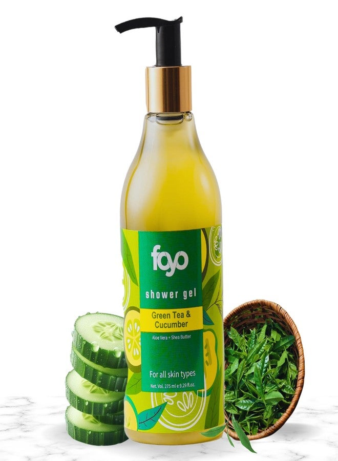 FOYO Green Tea & Cucumber Deep Cleansing Body Wash 275 ml | SLS-Free Shower Gel with Green Tea & Cucumber Extracts | Moisturizing & Hydrating with | Softer & Smoother Skin with Aloe Vera - Image 1