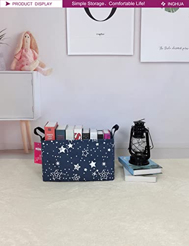 INGHUA Rectangular Storage Basket Fabric Organizer Bin for Toys,Books,Clothes,Gifts,Pets-Perfect for Home,Office,Nursery,Dorm,Shelf(Rec-Blue star ) - Image 4
