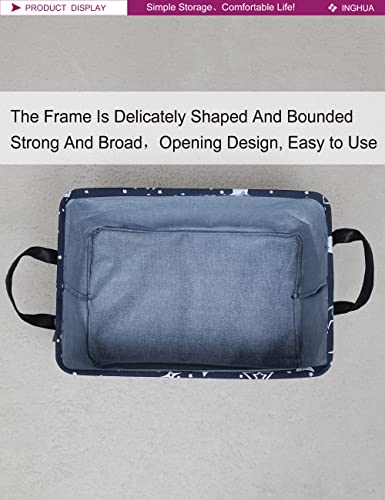 INGHUA Rectangular Storage Basket Fabric Organizer Bin for Toys,Books,Clothes,Gifts,Pets-Perfect for Home,Office,Nursery,Dorm,Shelf(Rec-Blue star ) - Image 5