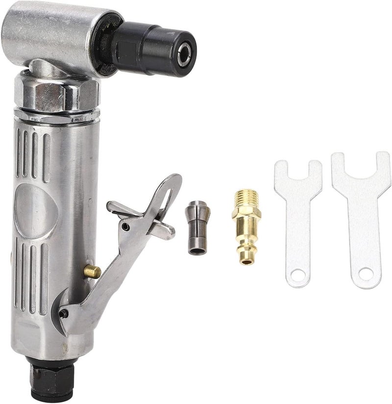 90 Degree Air Die Grinder, Pneumatic Grinder Machine with 1/4in and 1/8in Chuck, 20000RPM Adjustable Speed Right Angle Die Grinder for Polishing and Deburring, Zinc Alloy and Tungs - Image 1