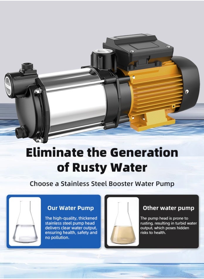 MODI 750W Heavy-Duty Water Pressure Booster Pump with Copper Winding Stainless Steel Impeller - High Pressure Water PumpThermal Protection Anti-Rust Body for Home Garden Irrigation and Water Supply - Image 5