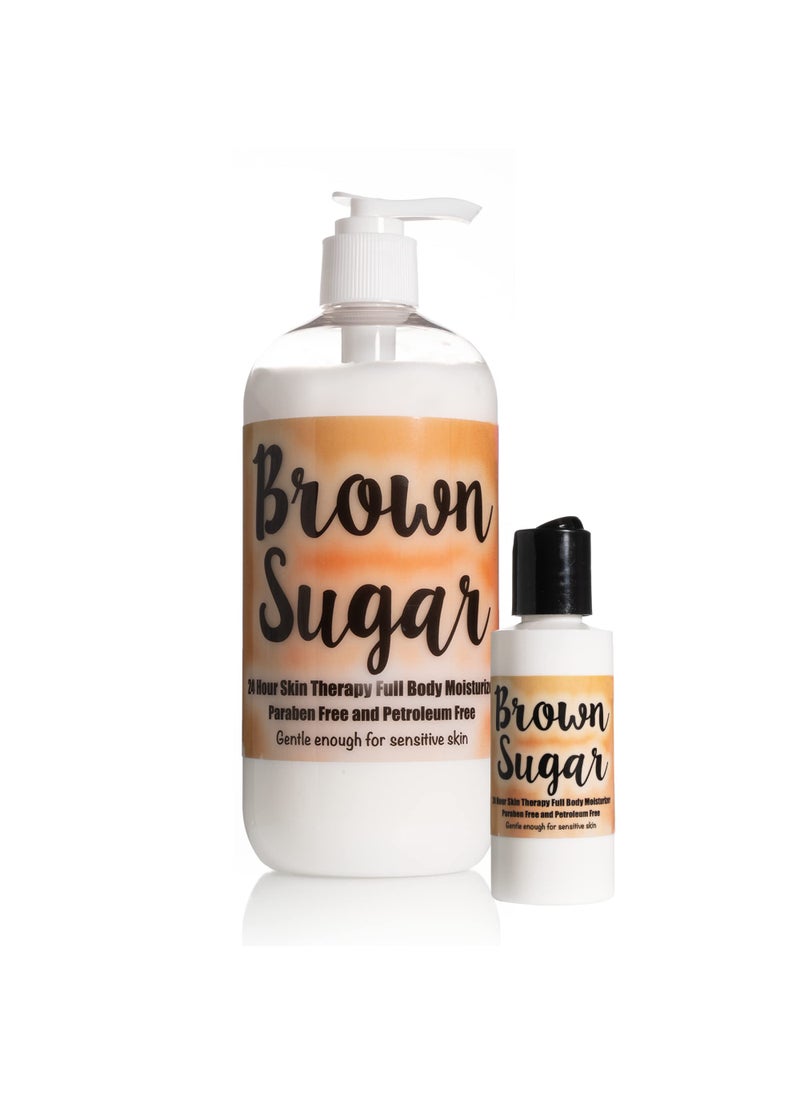The Lotion Company The Lotion Company 24 Hour Skin Therapy Lotion, Brown Sugar Fragrance, Full Body Moisturizer, w/ Aloe Vera, Paraben Free, Made in USA, 16 oz bottle + 2 oz travel size 