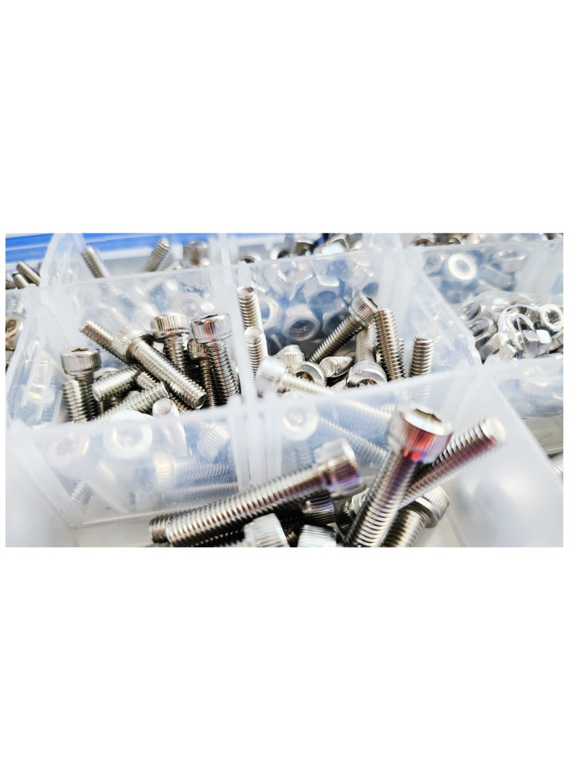 Vixel - 624 Pieces Din 912 Hex Head Socket Cap Screws Set, M3 To M5 Sizes, Stainless Steel, Includes Hexagonal Wrenches And Tweezer - Image 1