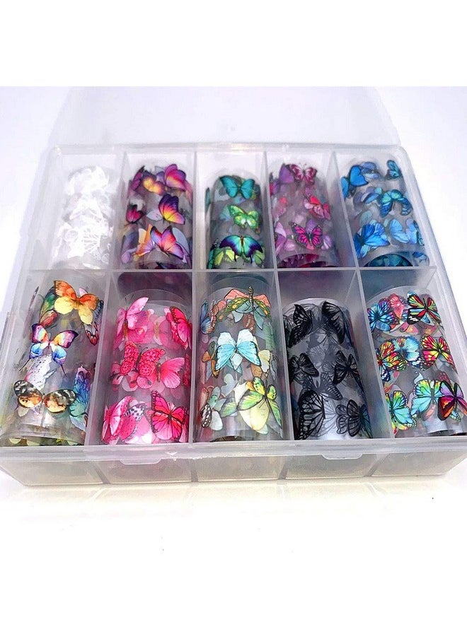 LLAMEVOL Butterfly Nail Foil Nail Art Sticker Nail Decal Flower Transfer Starry Sky Paper Colorful Nail Transfer Foils For Women Girls Fingernails Toenails Decorations  - Image 2