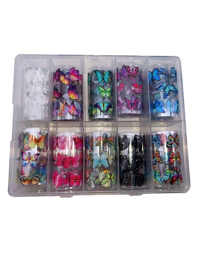 LLAMEVOL Butterfly Nail Foil Nail Art Sticker Nail Decal Flower Transfer Starry Sky Paper Colorful Nail Transfer Foils For Women Girls Fingernails Toenails Decorations  - Image 3