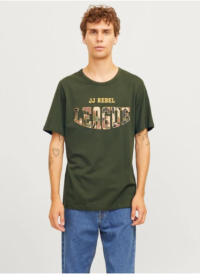 ج ج ريبل من جاك و جونز League Camouflage Graphic Print T-Shirt