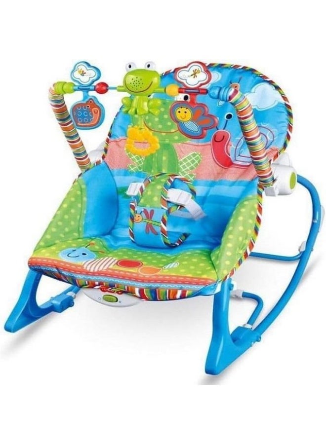 3-in-1 Baby Rocker & Bouncer with Soothing Vibrations and Removable Toy Bar - Colorful Jungle Design