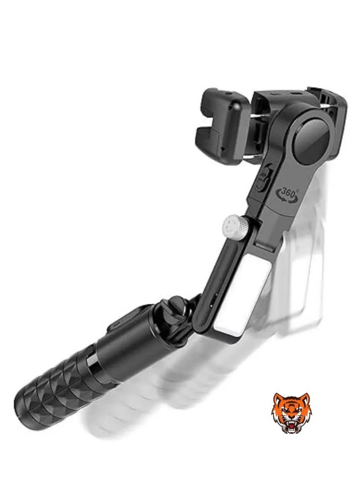 TIGER "3-Axis Gimbal Stabilizer Selfie Stick Tripod with Fill Light – Perfect for Vlogs, Live Streams, and Smooth Smartphone Footage" - Image 2