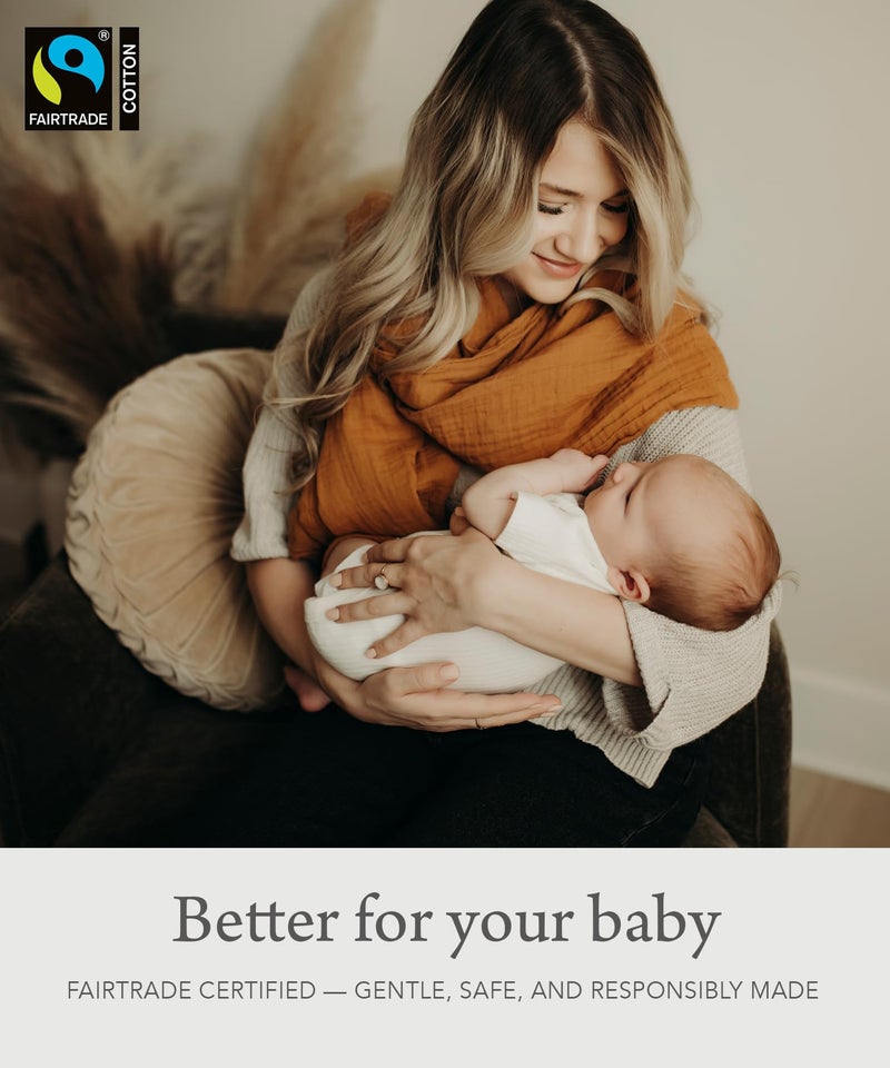 Kishu Baby Indi by Kishu Baby Organic Muslin Nursing Cover - Fairtrade Shawl-Style Breastfeeding Cover, Breathable Scarf Wrap for Moms, Privacy Nursing Cover Up (Caramel) - Image 4