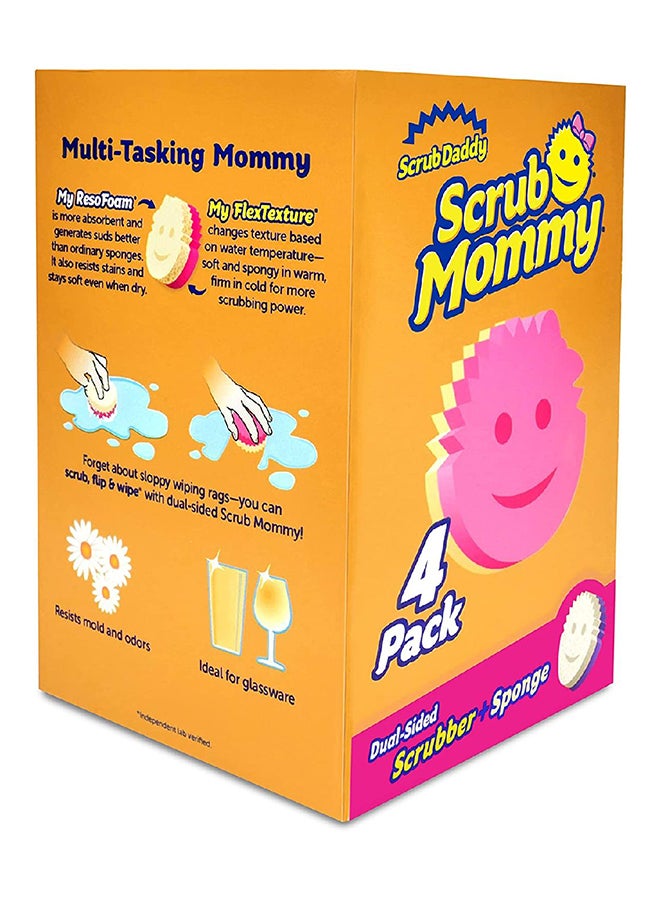 Scrub Daddy إسفنجة تنظيف متعددة الأغراض، إسفنجة ووسادة مزدوجة الجانب - سكراب مومي - إسفنجة خالية من الخدوش للأطباق والمنزل، ناعمة في الماء الدافئ، وصلبة في الماء البارد، مقاومة للروائح، مجموعة من 4. - Image 1
