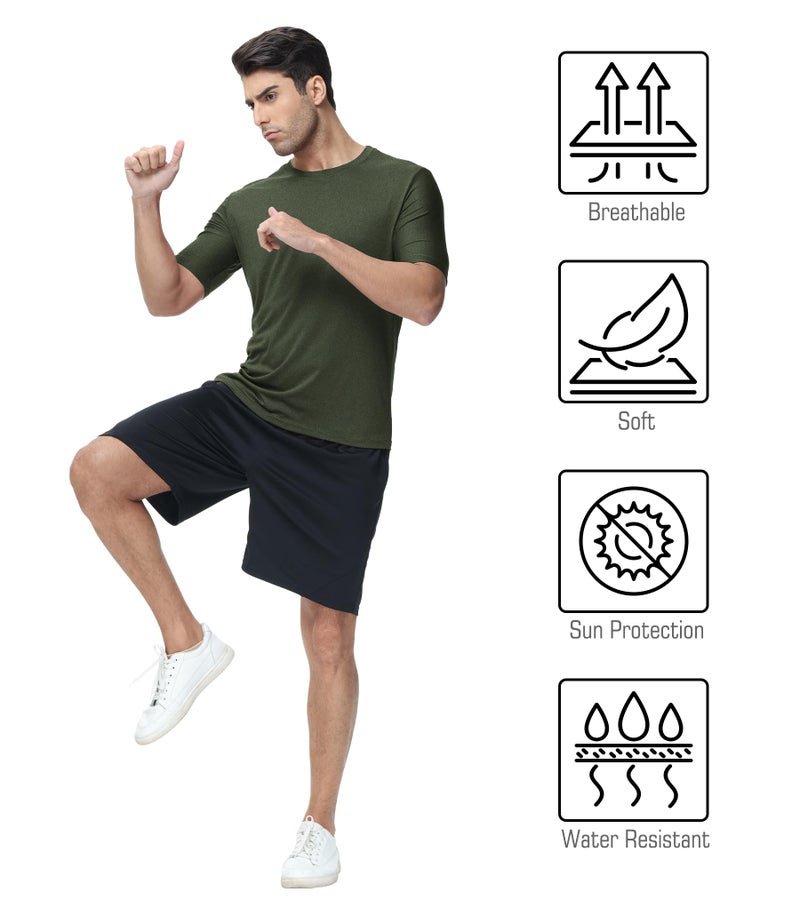 Kinglaman 6 Pack Mens Quick Dry Short Sleeve Shirts Moisture Wicking Sun Protection UV UPF SPF Workout T-Shirt 1 Black 1 Drak Gray 1 Light Gray 1 Blue 1 Wine Red 1 Army Green Large - Image 4