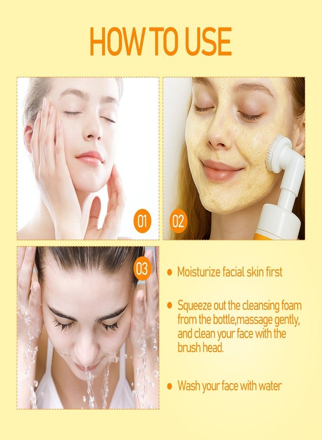 ACTROL Turmeric Face Wash with Brush 150ml Natural Turmeric Facial Foam Cleanser Deep Cleansing Glow Wash Suitable for All Skin Types - Image 4