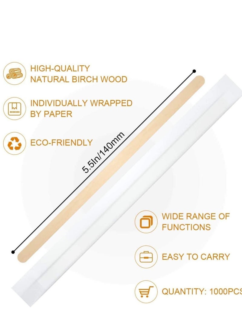 KASTWAVE Wood Coffee Stir Sticks, Natural Wooden Collection Long Disposable Paper Wrapped Stirrings Tea Beverage Stirrers Individually Hot Drinks for Party BBQ Camping Resturant, 100Pcs 140mm  - Image 3
