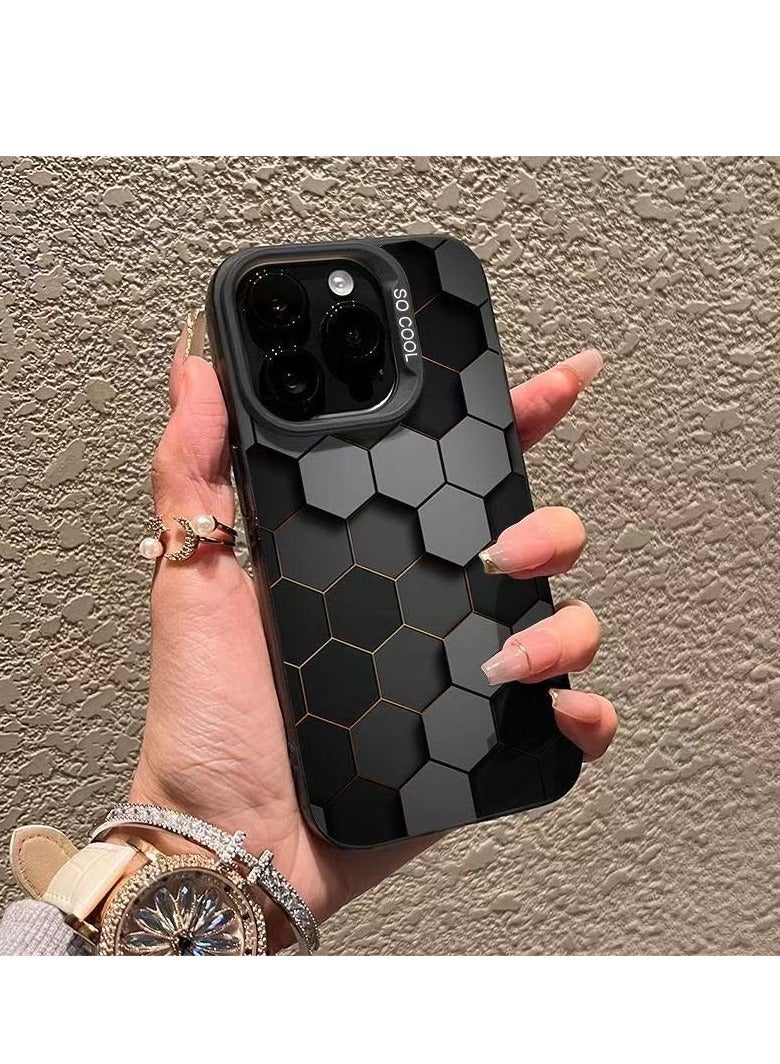 Black Matte Honeycomb Shockproof Case for iPhone 16 Pro Max | Anti-Fingerprint, Drop Protection, Scratch Resistant, Anti-Shock Cover - Image 1