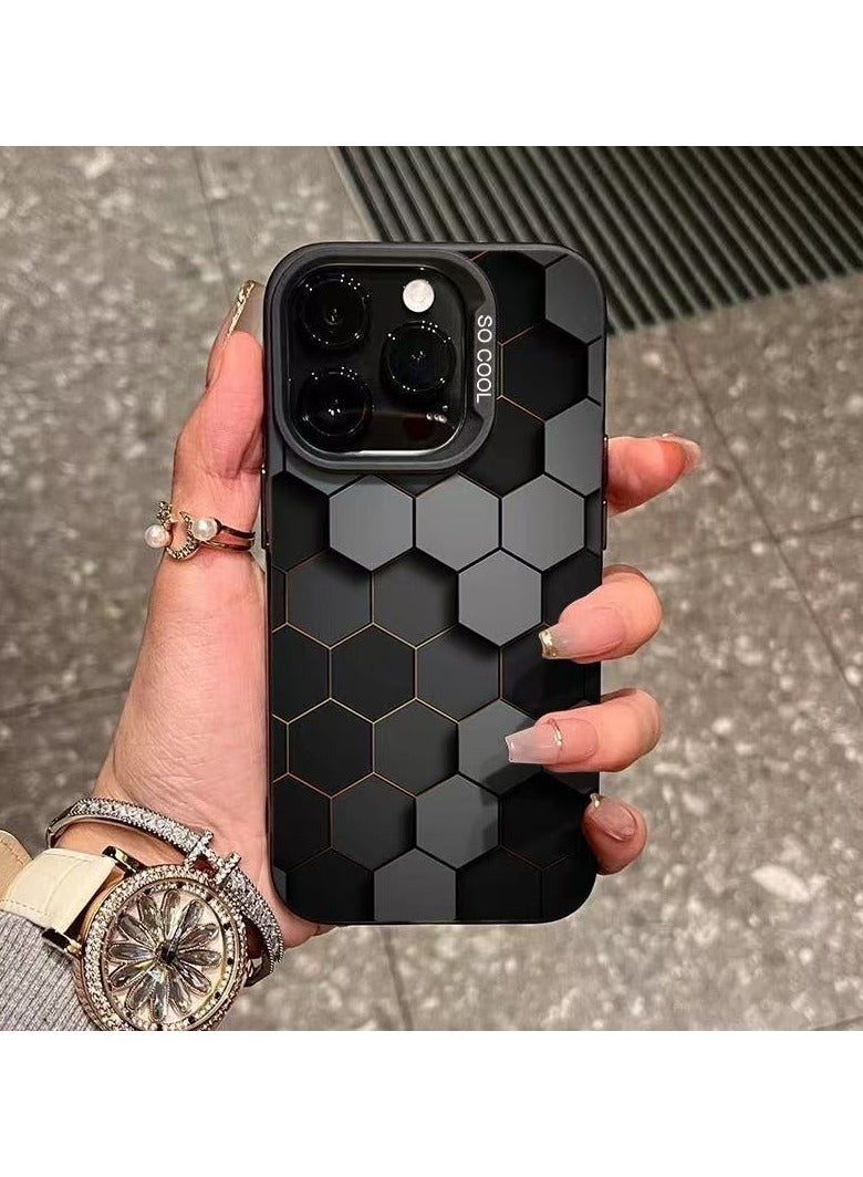 Black Matte Honeycomb Shockproof Case for iPhone 16 Pro Max | Anti-Fingerprint, Drop Protection, Scratch Resistant, Anti-Shock Cover - Image 2