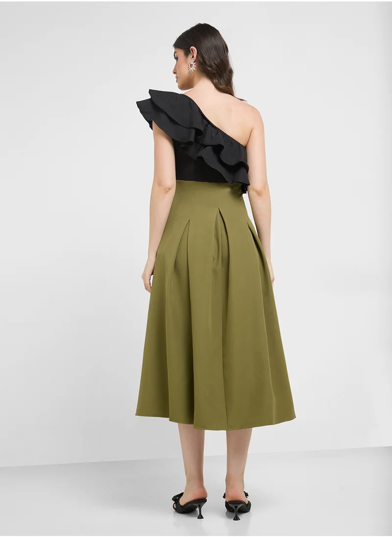 ايلا One Shoulder Ruffled Dress