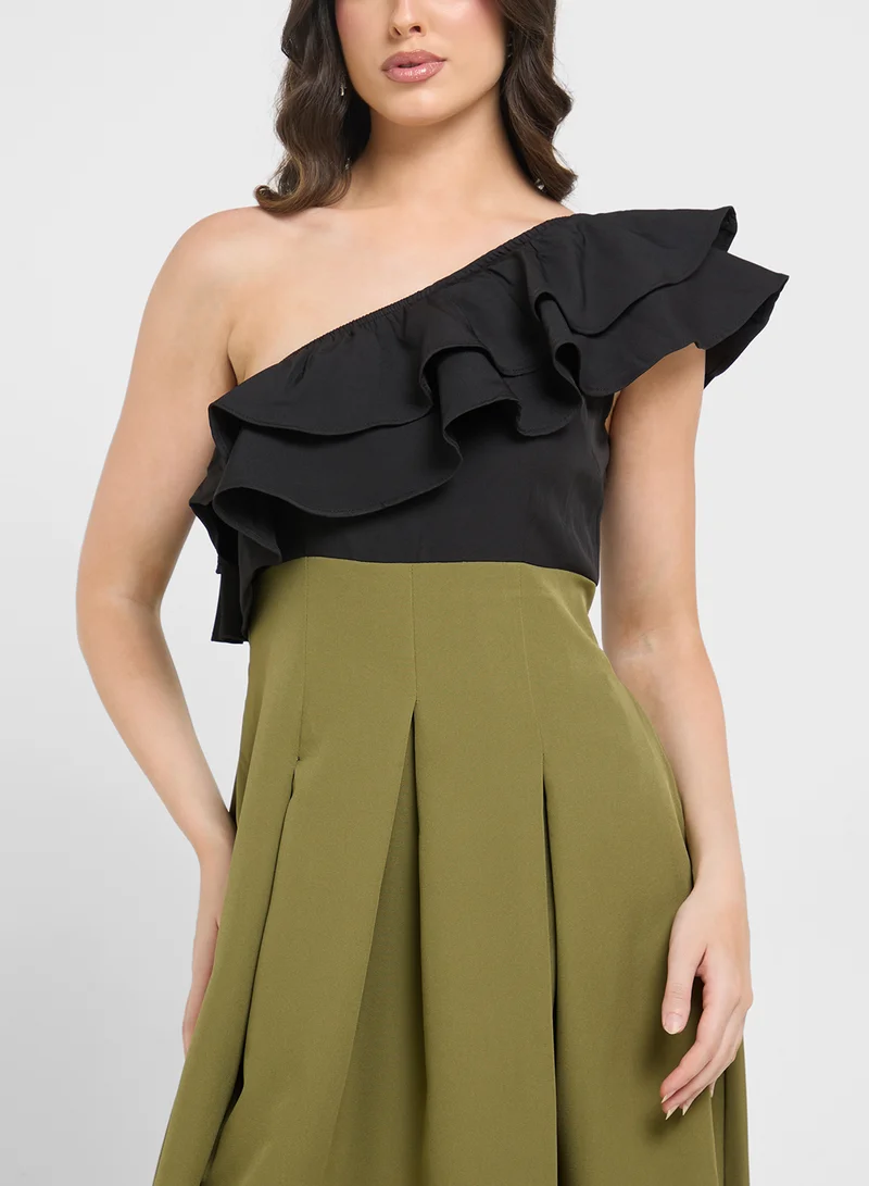 ELLA One Shoulder Ruffled Dress