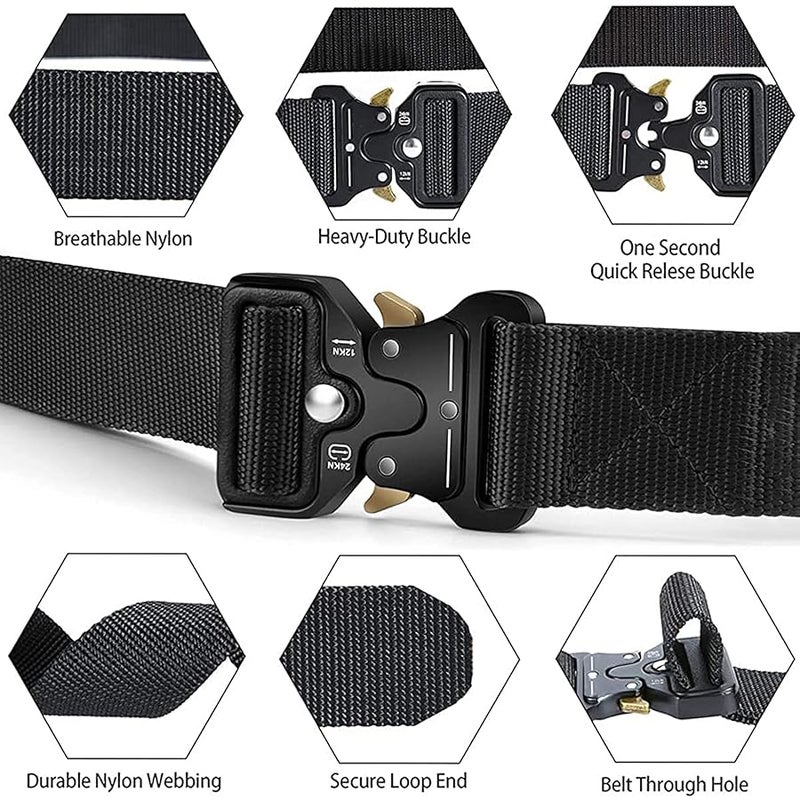 MOZETO Tactical Belts for Men Military Style Work Hiking Riggers Web Gun Belt with Heavy Duty Quick Release Metal Buckle - Image 2