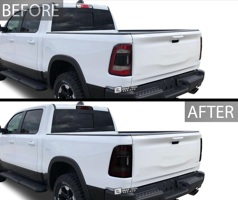 BOGAR TECH DESIGNS Complete Full Headlight and Taillight Precut Overlay Tint Film Kit for Ram 1500 (2019-2024) - Dark Smoke - Image 4