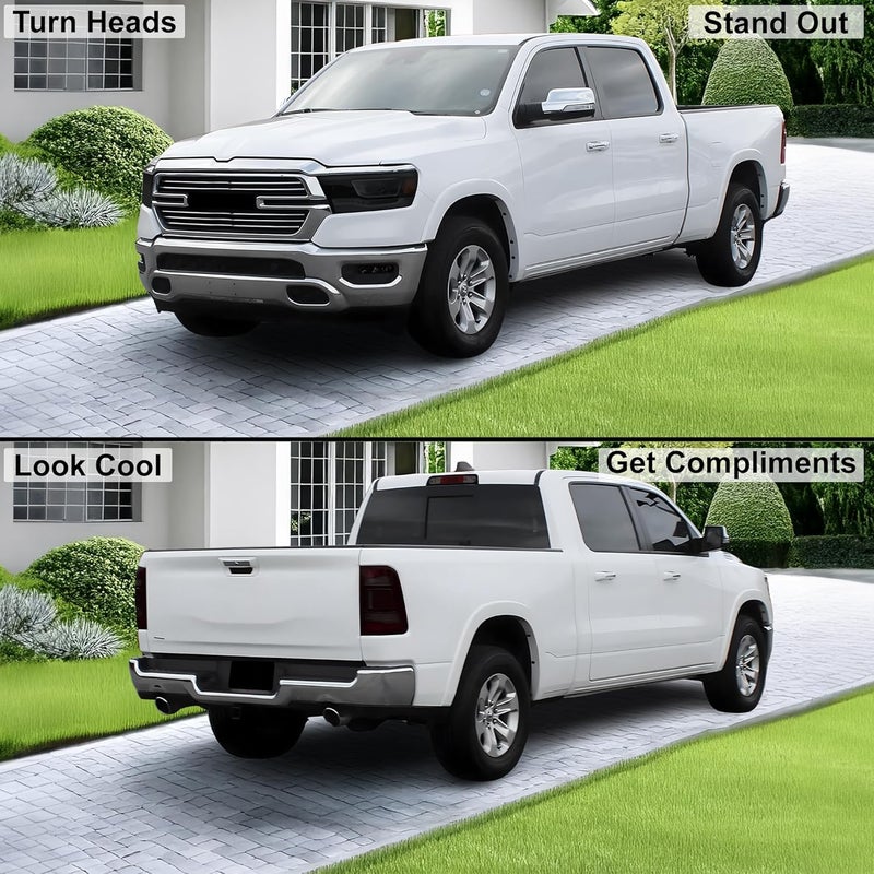 BOGAR TECH DESIGNS Complete Full Headlight and Taillight Precut Overlay Tint Film Kit for Ram 1500 (2019-2024) - Dark Smoke - Image 2