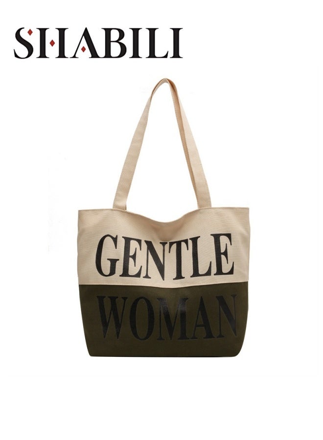 SHABILI Women's Large Capacity Shopping Bag, Ladies Zipper Closure Handbag Tote Bags Clutch Bag, Daily Commuting Canvas Shoulder Bag Side Bag Carry Bag Satchel Bags College Bag for Girls, College Students  - Image 1