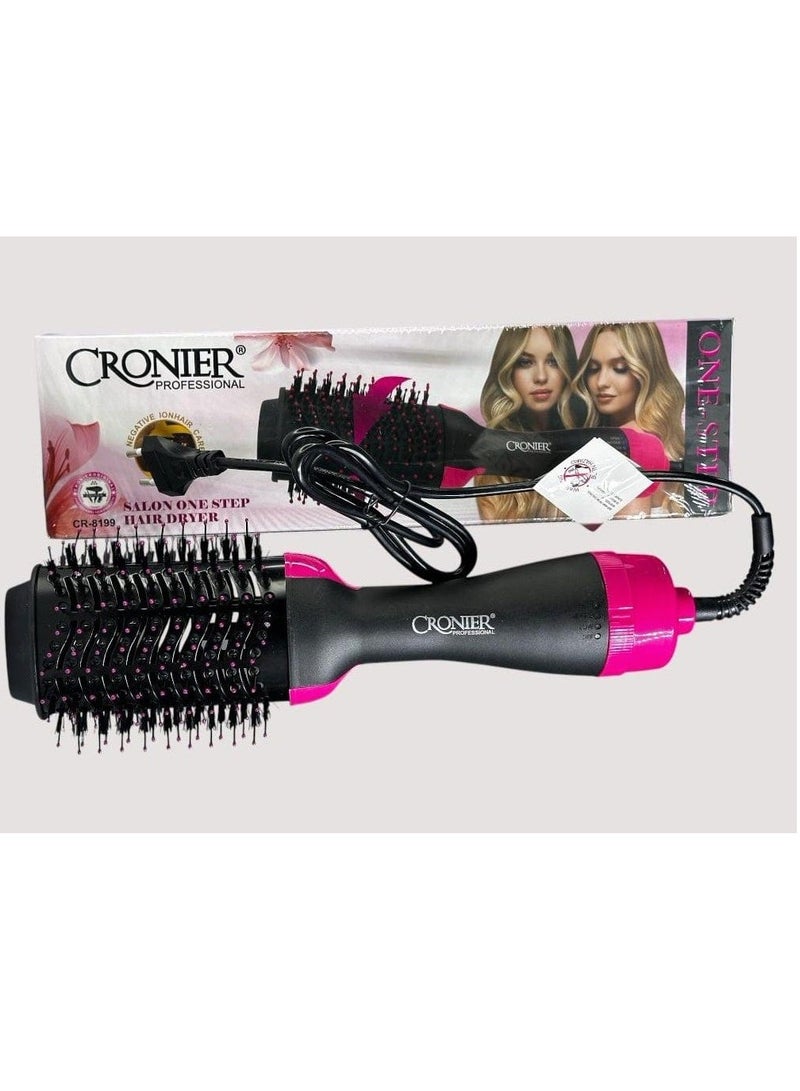 Cronier Professional Hair Dryer Brush, 3 Heat Settings, 360 Degree Swivel Cord, Massage Points, Pink and Black - Image 2