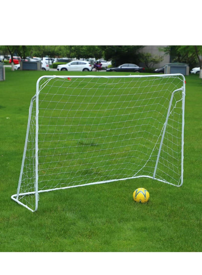 AL RAID Portable Soccer Goal with Net, Football Goal with a Single Net 213x 150 x 75 cm, Goal Meatel Post,White Frame, Includes Ground Pegs - Image 1