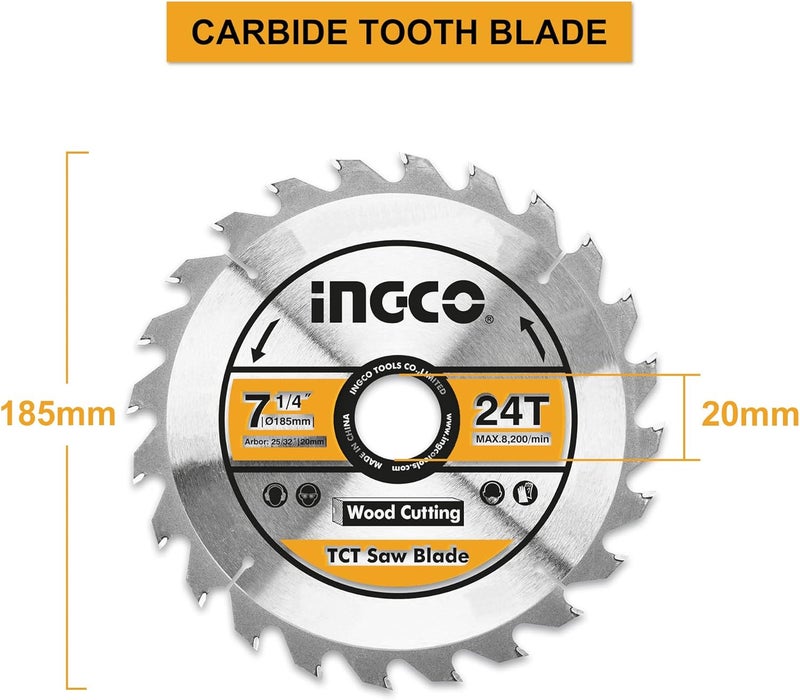 INGCO Cs18538 1400W Circular Saw With 1 Set Extra Carbon Brushes, 4800 Rpm - Image 5