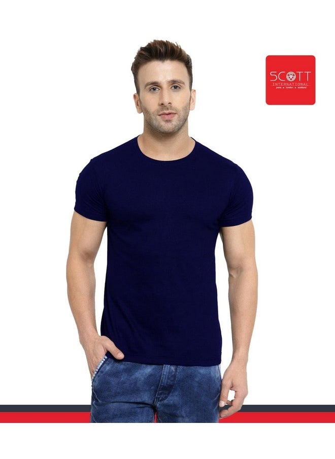 Scott International - تي شيرت Scott International رجالي بقصّة عادية وأكمام نصفية ورقبة دائرية من القطن (SS21-3RN-BU-GR-CH-XXL_Navy/Grey/Charcoal_XX-Large) - Image 1