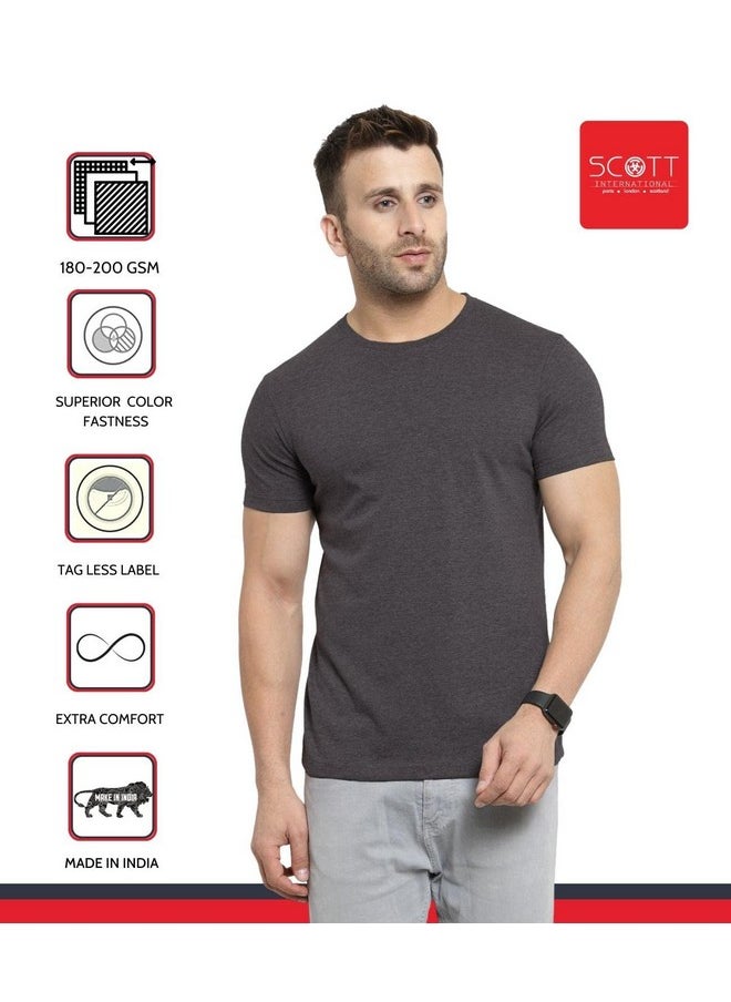 Scott International - تي شيرت Scott International رجالي بقصّة عادية وأكمام نصفية ورقبة دائرية من القطن (SS21-3RN-BU-GR-CH-XXL_Navy/Grey/Charcoal_XX-Large) - Image 1