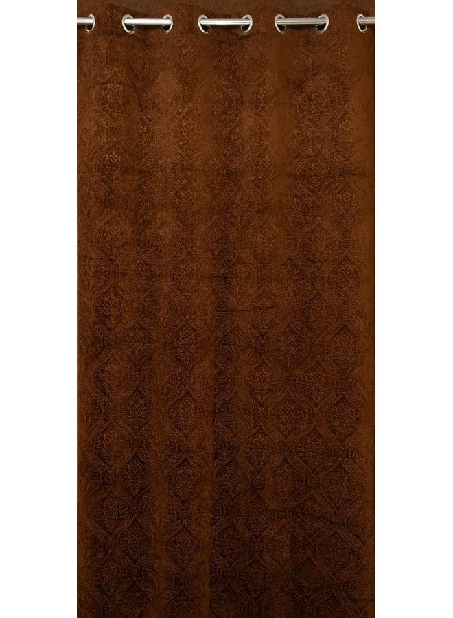 Fabrilia Velvet Eyelet Door Curtain 7 Feet For Living Room/Bedroom, Brown, Pack Of 1 Piece, Damask, Opaque - Image 4